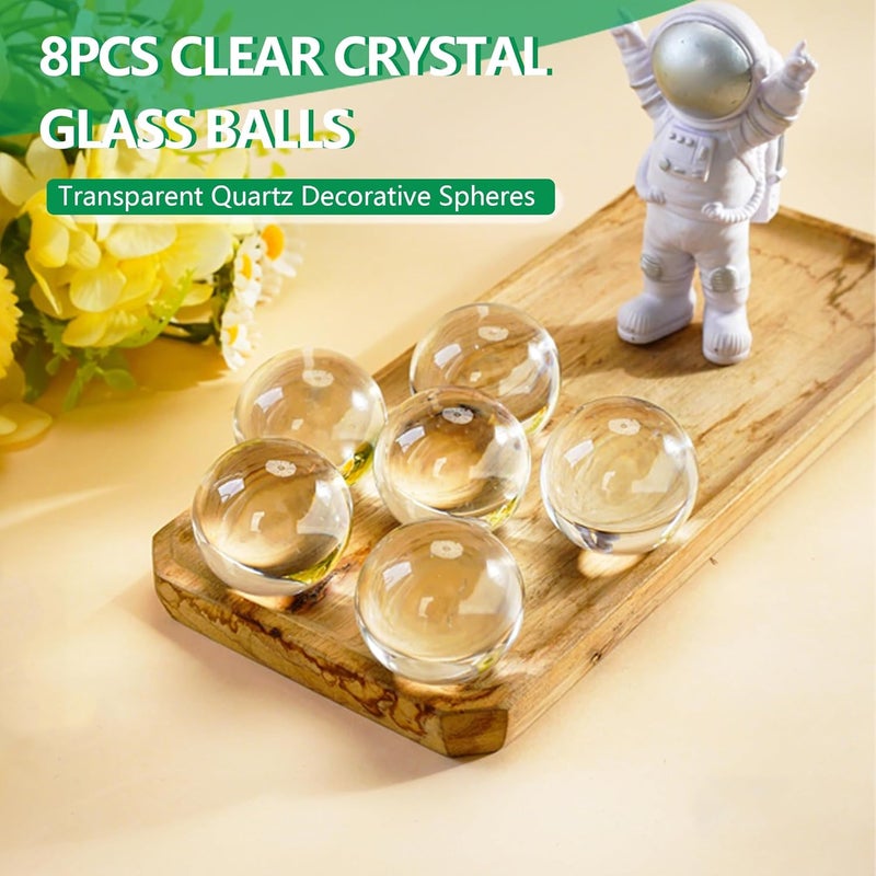 KRISININE 8pcs Clear Crystal Glass Balls 40mm Transparent Quartz Decorative Spheres for Christmas Home Table Decor - Image 4